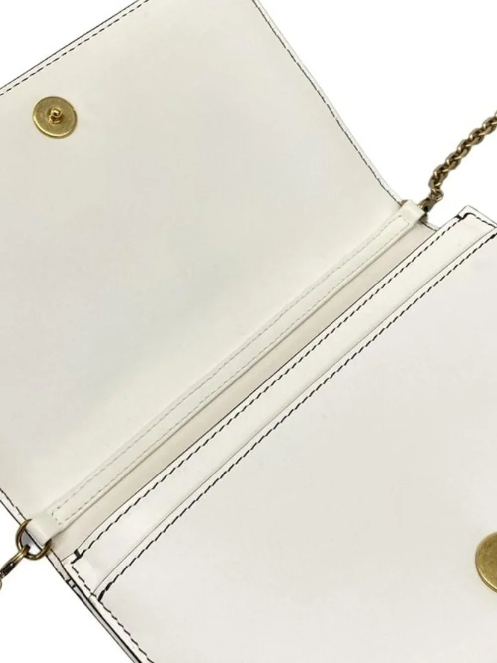 Dior Wallet White Chain Gold Studs Leather